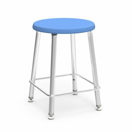 VIRCO 120 Series 18" Stool, 5th Grade - Adult with Nylon Glides - Sky Blue Seat 12018